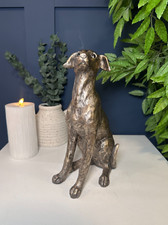 Elegant Silver Antique Finish Sitting Greyhound – Classic Dog Ornament