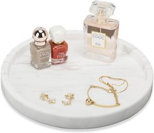 WORHE Natural Marble Tray for Bathroom, Vanity, Dresser, Counter or Home Decor,