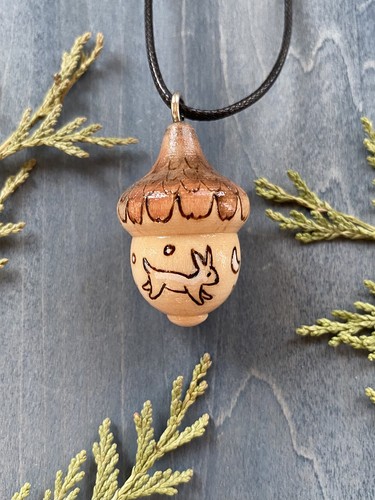 Wooden acorn hare folk art - wooden,