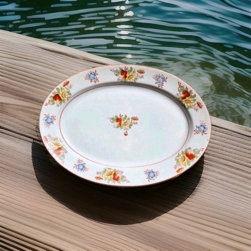 Vintage oval platter floral - oval,
