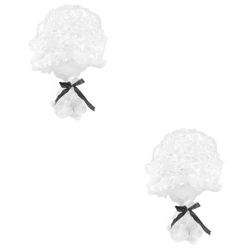 Reusable white curly judge - reusable, wig