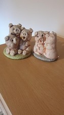 Pair of Vintage Moorcraft Blackpool Pigs Figurines Ornaments Hand-Painted