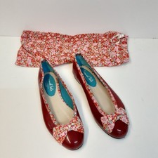 French Sole Liberty Spain Flat Shoes Red Patent Leather Size EU 38 UK 5