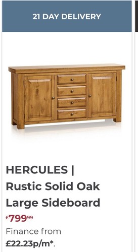 Solid oak side board - oak, with