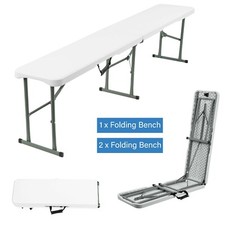 6FT Plastic Folding Bench Portable Outdoor Bench for Picnic Camping Garden