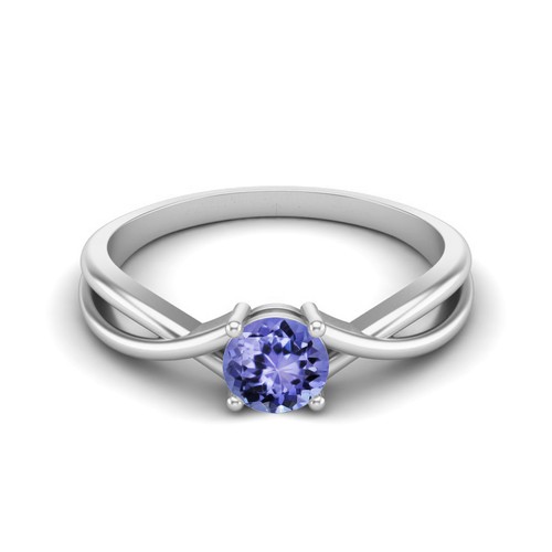 Round blue tanzanite - blue, 925