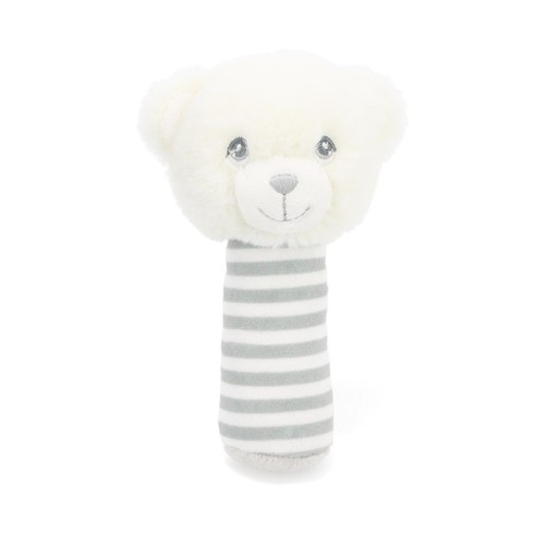White bear rattle - white, plush