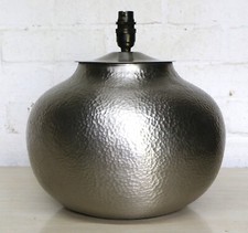 Table Lamp A Wide & Large Ethnic Brass Hammered Lamp Matte Nickle Finish