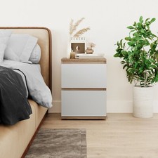 Skagen 2 Drawer Wooden Bedroom Bedside Cabinet No Handle Nightstand Side Table