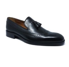 Savile Row London 2165 Tassel Brogue Leather Loafers Shoes Black uk 10.5 eu 44.5