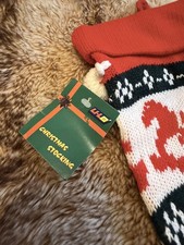 Vintage 80s / 90s Knitted Rocking Horse Christmas Stocking / New Old Stock 