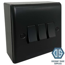 Matt Black 3 Gang Triple Light
