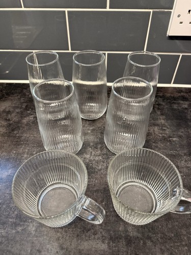 Piece ribbed glassware - 7,