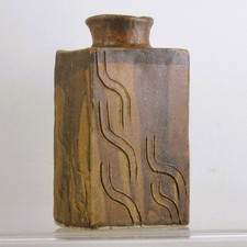Studio pottery -  slab built rectangular  vase/bottle - backstamp g.d.w