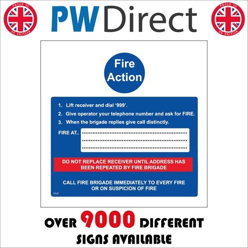 Sign fire action - in, emergency