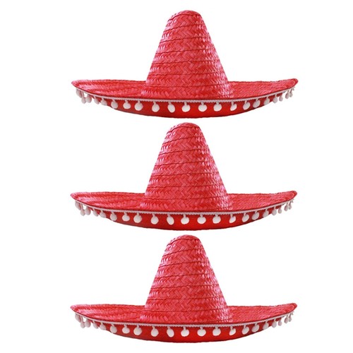 Mexican sombrero hat red - x,