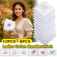 6/12Pcs Ladies Handkerchiefs