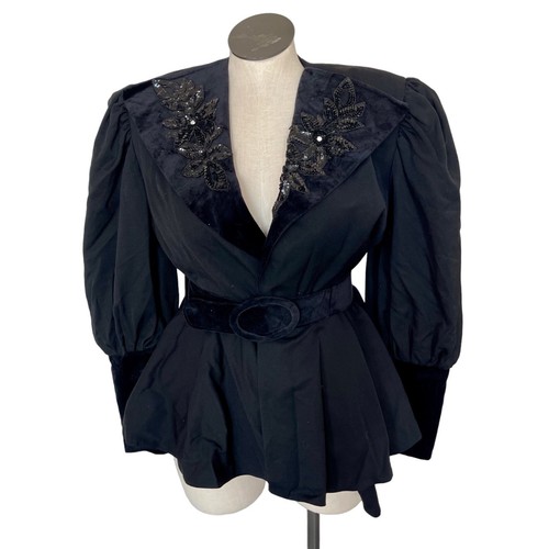 Vintage black coat velvet - black,