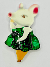 Vintage 80s Brooch Pig Novelty Fun Accessory Cottagecore Boho Animals Statement