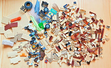 Job Lot Bundle Lego Loose Bricks Plates Pieces & Parts - Beige/Brown/etc - 750gm