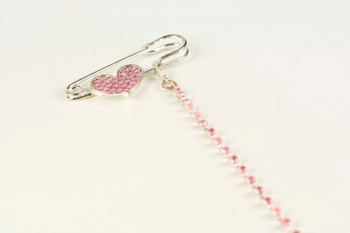 Diamante heart charm - diamante,