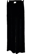 Laura Ashley Black Silk Blend Velvet Wide Leg Trousers UK 8 vintage sizing
