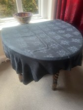 1950’s Inky Blue Linen Tablecloth vintage bohemian style 115cm X 133cm