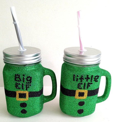 Glitter glass wine mason - glass,