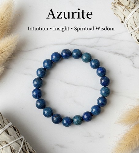Azurite crystal 8mm round - crystal,