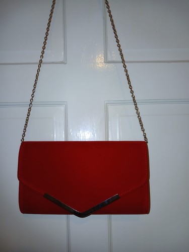 Red suede shoulder - red, clutch