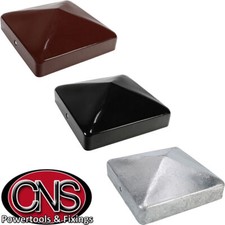 METAL FENCE POST CAPS | Oxide Red / Zinc Dip Galvanised / Epoxy Black ALL SIZES