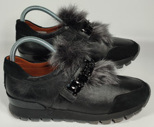 Pons Quintana Womens Black Trainers Fur Trim Size EU 38 UK 5
