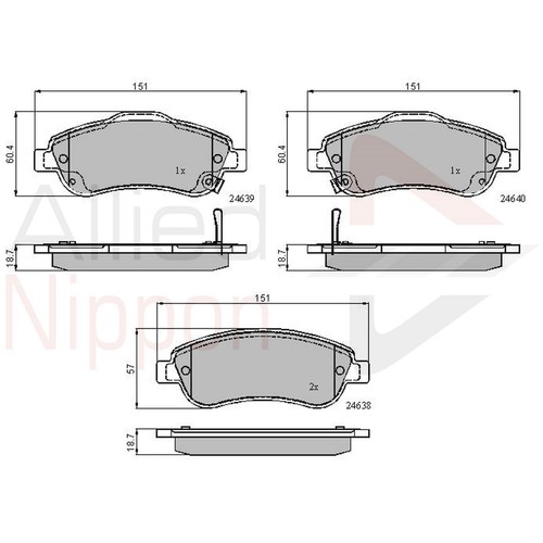 Brake pads set for - set, honda