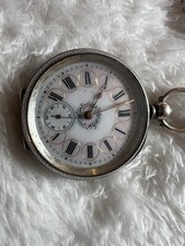 Beautiful Unique Hunter Style Vintage Silver Pocket Watch