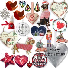 CHRISTMAS TREE HANGING Angel Bauble Fairy Heart Robin Star Kid Decoration Hanger