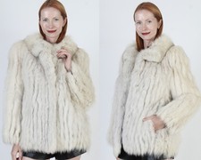 Vintage SAGA Fox Fur Coat Plush 80s Arctic Apres Ski Chubby Winter Jacket S