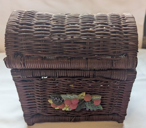 Vintage woven wicker trunk - vintage,
