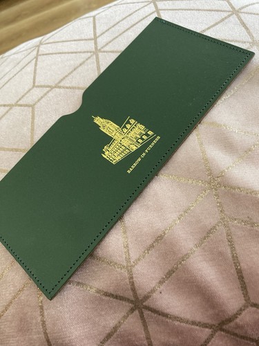 Green leather cheque book - green,