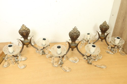 Vintage brass crystal sconce - crystal,