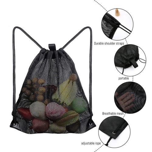 Drawstring mesh bag - drawstring, shoulder