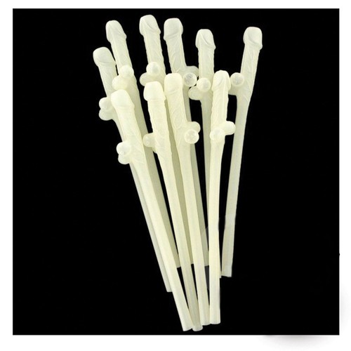 Glow dark willy straw - glow,