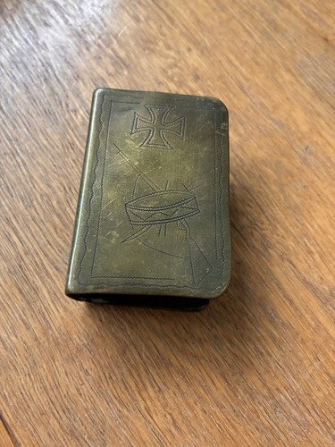 Trench art brass matchbox - art,