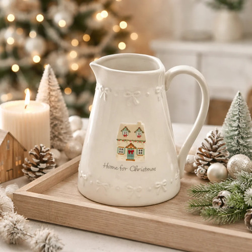 Home for christmas bow jug - home,