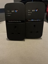 2 x BT Broadband Extender Flex 500 Passthrough Powerline Adapters