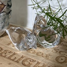 2 Small Clear Glass Bird