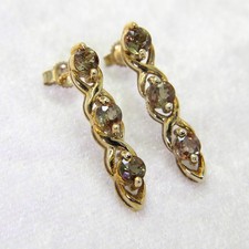 Stunning Andalusite 9ct Yellow Gold Stud Dropper Earrings