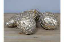 Box of Three Luxury Gold Large Pine Cone Christmas Tree Decorations