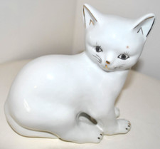 Cat Pottery Figurine- White &