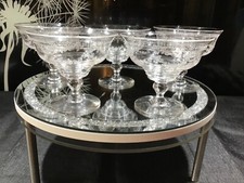 5 x STUART CRYSTAL Etched