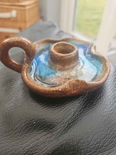 Handmade art pottery candle - handmade,